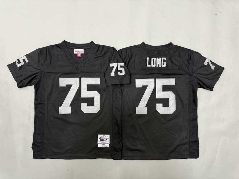 Youth Oakland Raiders #75 Long Black Throwback Limited Nike NFL Jersey 01